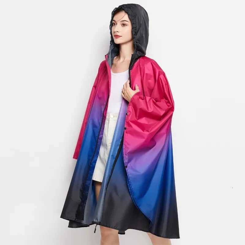 New Colorful Women Biker Raincoat Lightweight Rain Coat Poncho Men Waterproof Cloak Raincoats Adult Gradient Motocycle Rainwear Y250814