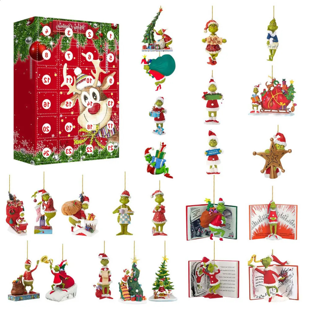 For Grinch Christmas Advent Calendar Decorative Acrylic Animal Pendant Calendar Christmas Holiday Decor for Kids Boys Girls 250815 - view 4