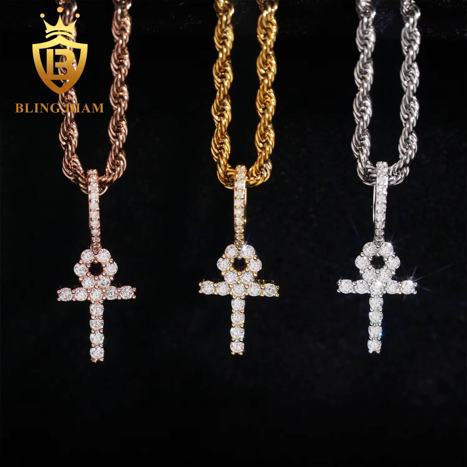 Pass Diamond Tester with GRA Certificate Moissanite 925 Silver Hip Hop Jewelry Iced Out VVS Moissanite Cross Pendant