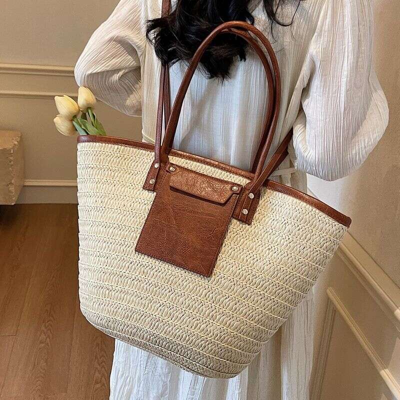 Bucket Travel Holiday Wind Straw Women's Fashion Woven Tote Large Capacity Beach Bag
