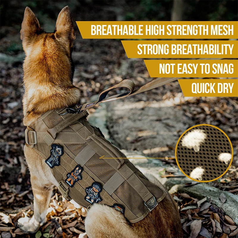 OneTigris Aire Mesh NoPull Dog Harness Tactical Service Vest Military Style Clothes with Handles for Walking Training 250814