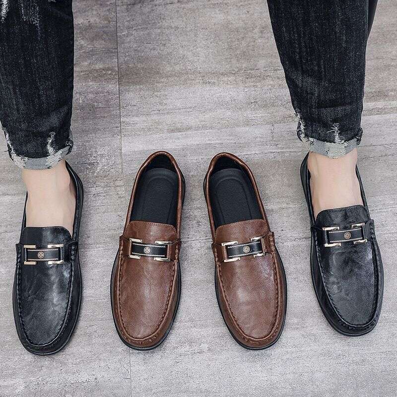 2025 Dou Spring New Lazy Trend Driving Soft Sole Casual Leather For Men's Lefu Shoes 9373