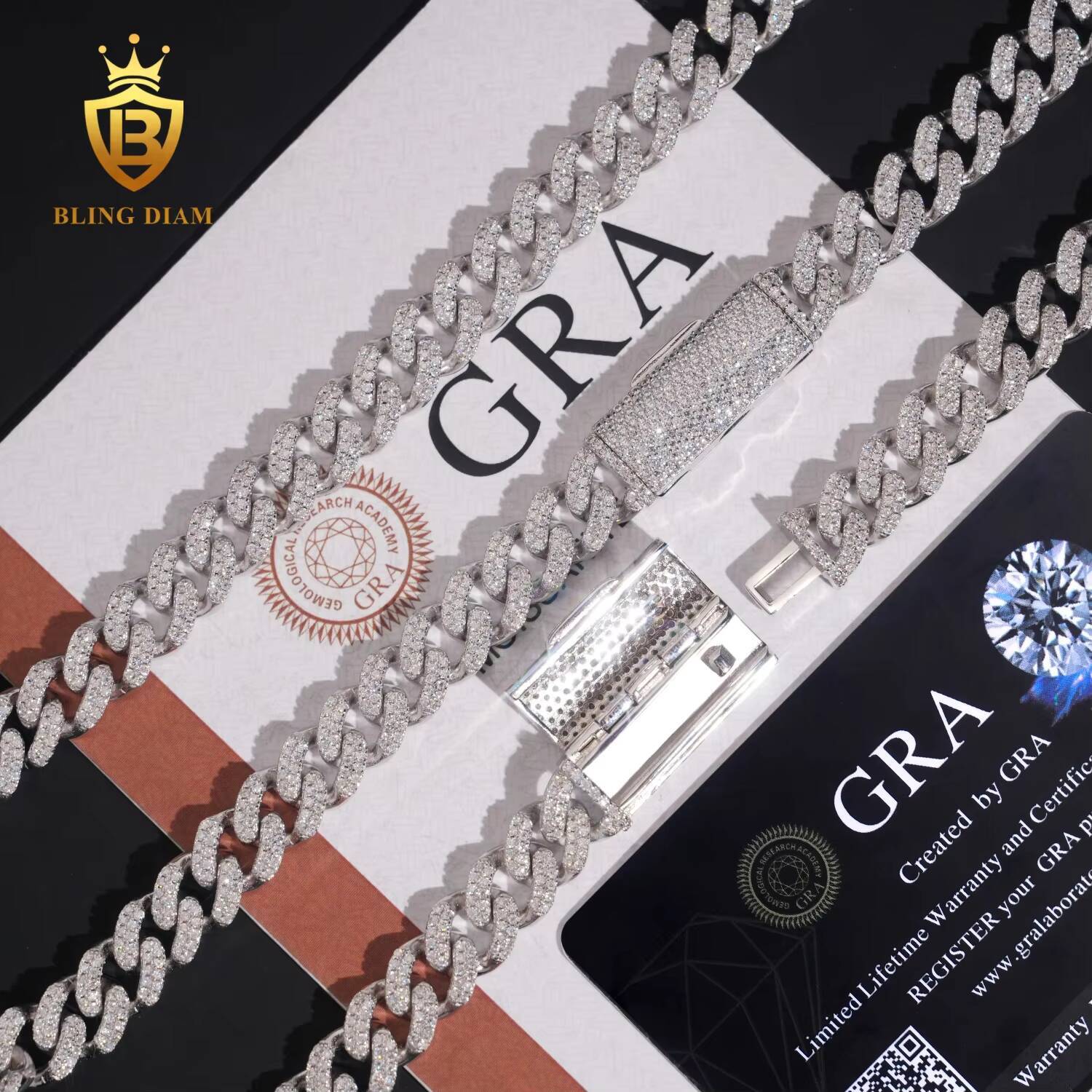 GRA Certificate Best Quality 925 Sterling Silver 10mm Cuban Link Chain Iced Out Women Fashion Jewelry Necklaces