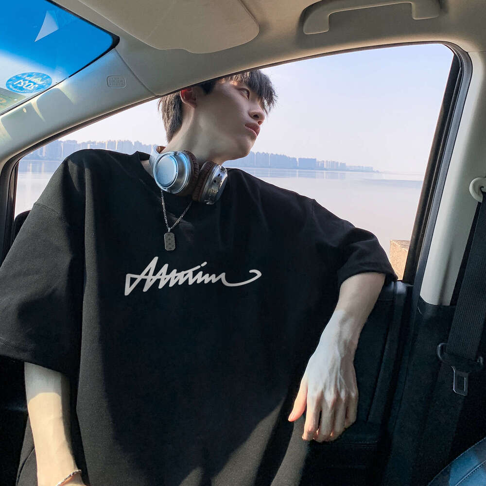 Short T-Shirt For Men Summer New American Style Trendy Brand Simple Pure Cotton Loose Half Sleeve Tee Shirt B5