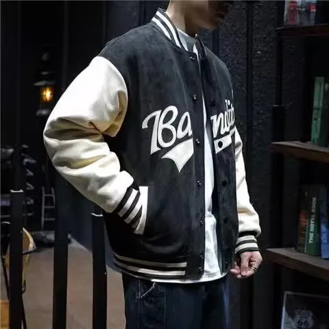 Mens Casual Loose Fit Jaet American Sle Spring Autumn Wear Resistant Dirtproof Stand Collar Workwear Youth Faion 250814