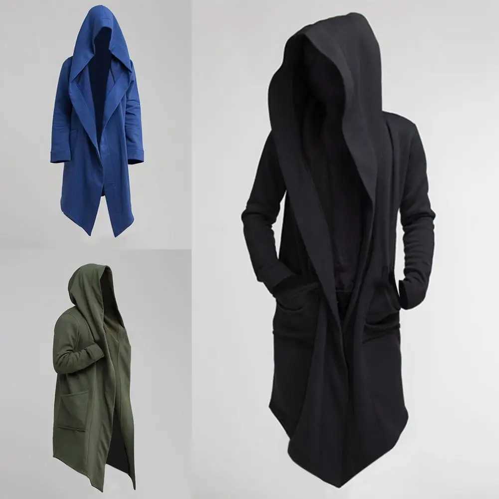 Leisure Cool Hooded Men Trench Coat Extra Long Jacket Oversize for Autumn W250815