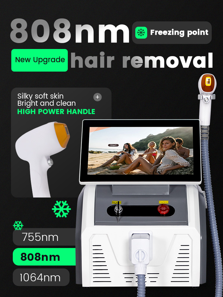 Professional Three Wavelength 755/808/1064 NM Freezing Point Laser Permanent Painless Hair Removal Machine Skin Rejuvenation