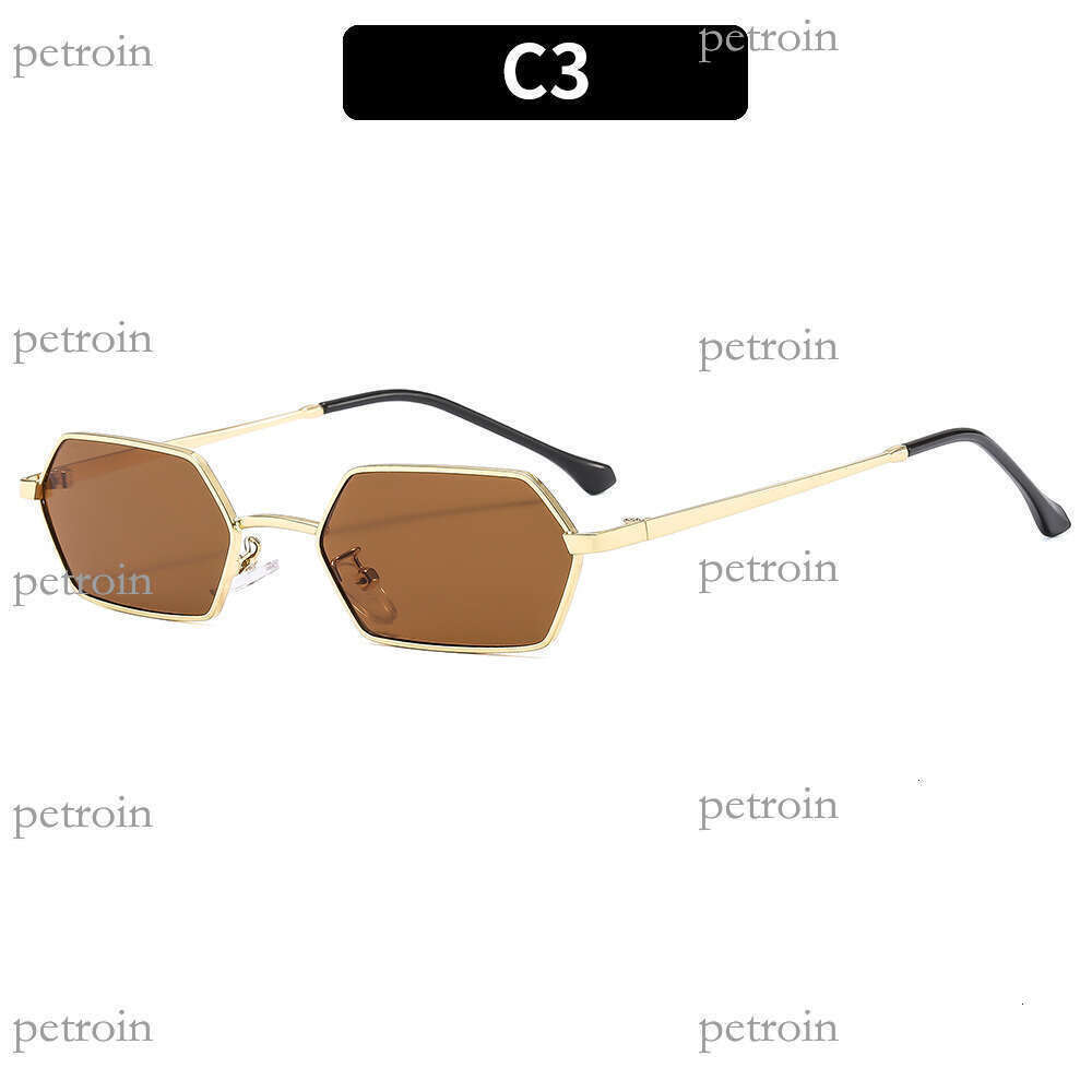 New Metal Small Frame Polygon for Women, Ins High-End Street Style Sunshade Sunglasses