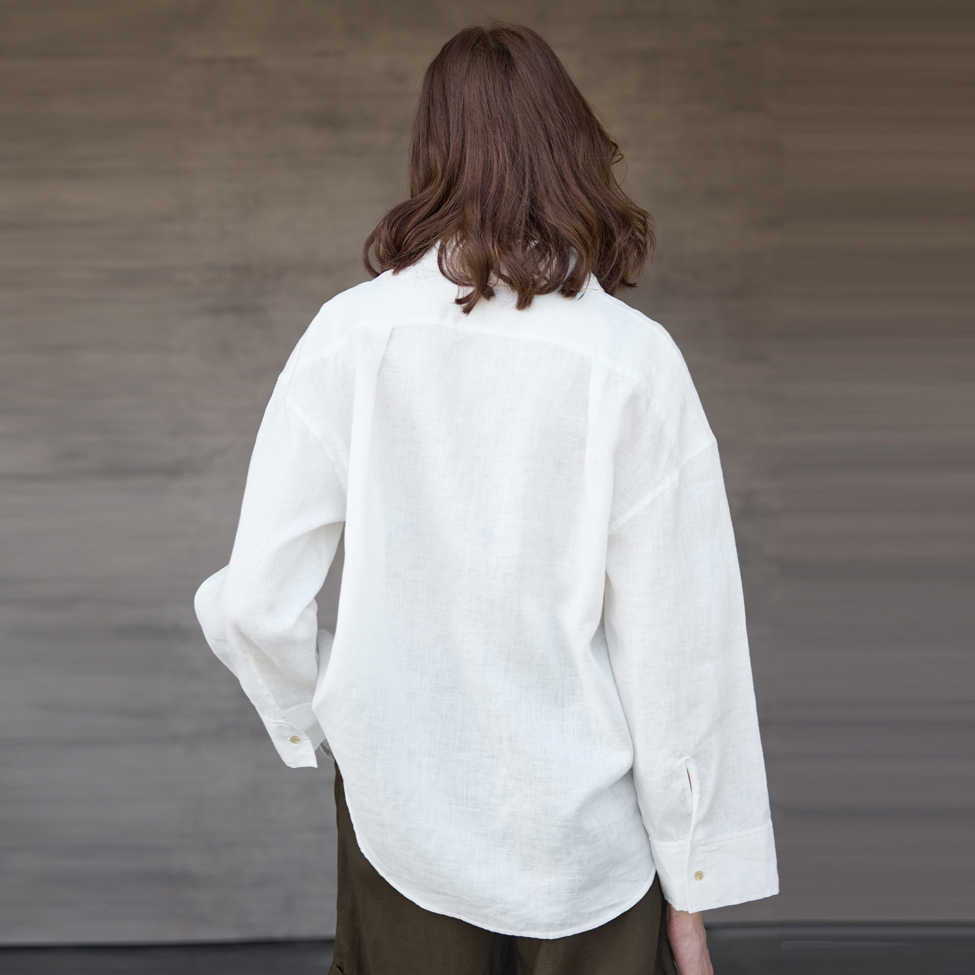 Pure Linen Loose Solid Color Women's 2025 New Simple Long Sleeve Single-Breasted Shirt Intellectual Relaxed Top
