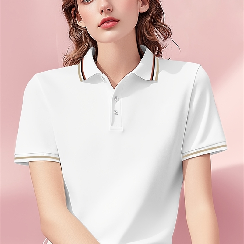 Solid Color Women Stripe Polo Shirts Fashion Culture TShirts Summer Hip Hop Sportswear Collar Casual Woman Short Sleeve y250729