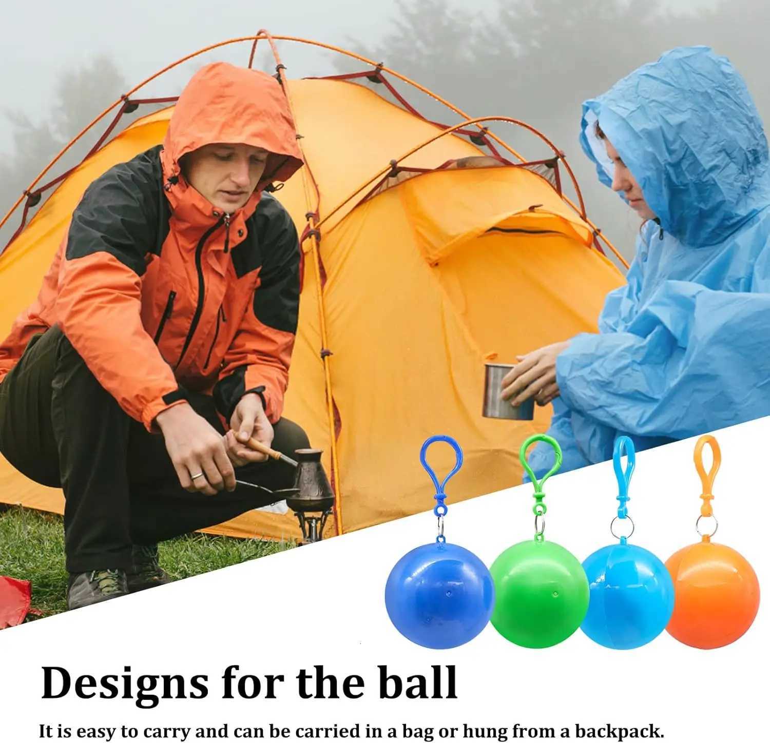 Portable Disposable Raincoat Keychain Compression Ball Pocket Ball Outdoor Adult Travel Hangable Poncho Camping Gear Raincoat Y250814