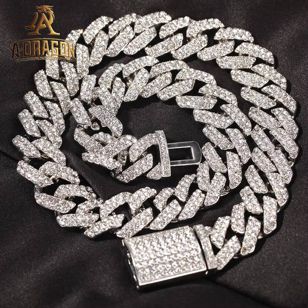 22mm 18 VVS Moissanite Diamond Cuban Necklace Custom Baguette Link Chain Hip Hop Fine Jewelry for Rapper