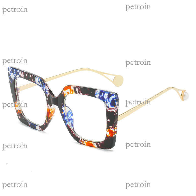 New Large Fashionable Personality Non-Prescription for Women Full Square Two-Tone Frame Blue Light Blocking Glasses Trendy