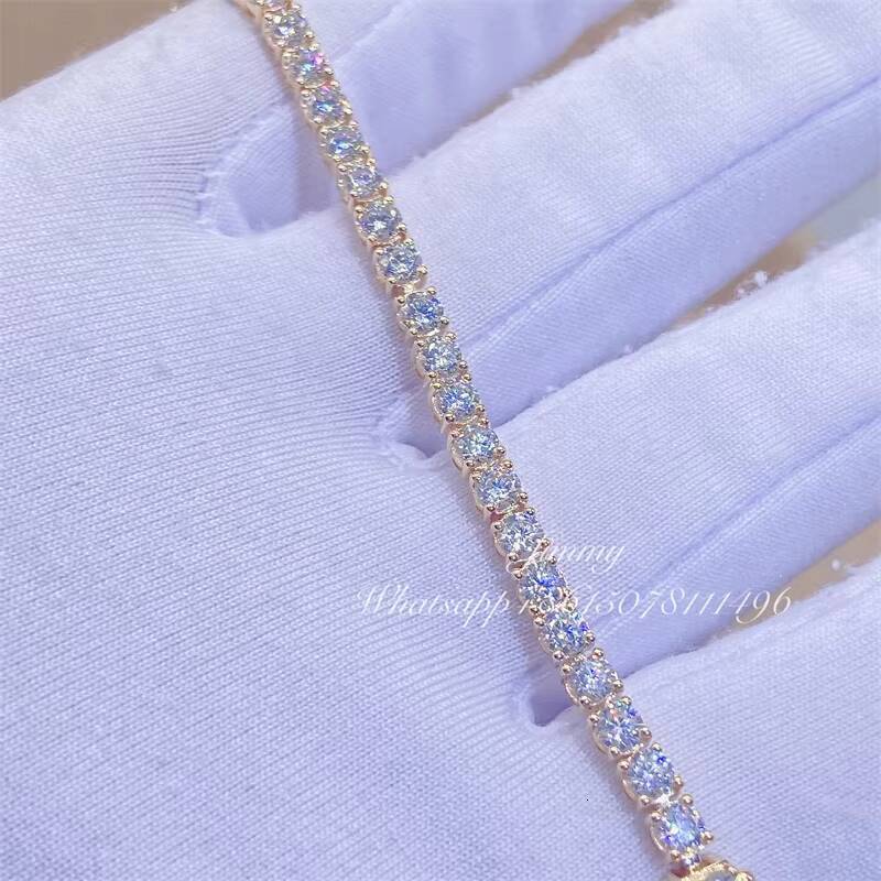 Wholesale Hip Hop Jewelry 10K Real Yellow White Rose Gold VVS Moissanite Diamond Iced Out Custom Tennis Bracelets
