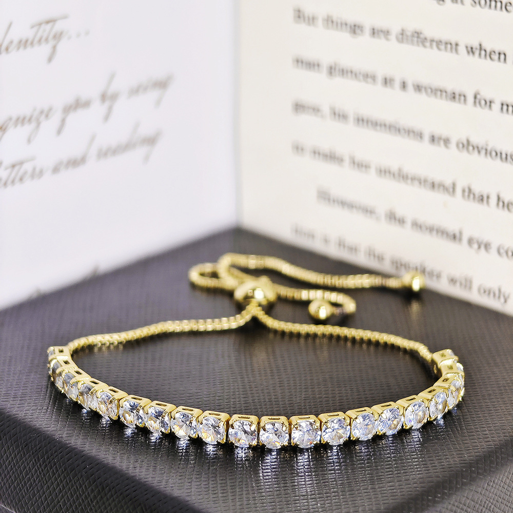 New Round Synthetic Zircon 4mm Pull Bracelet for Women S4803