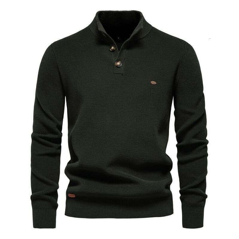 Men's Long Sleeved Half Zip Stand Up Collar Solid Color Cross Border Casual Fashion Sweater