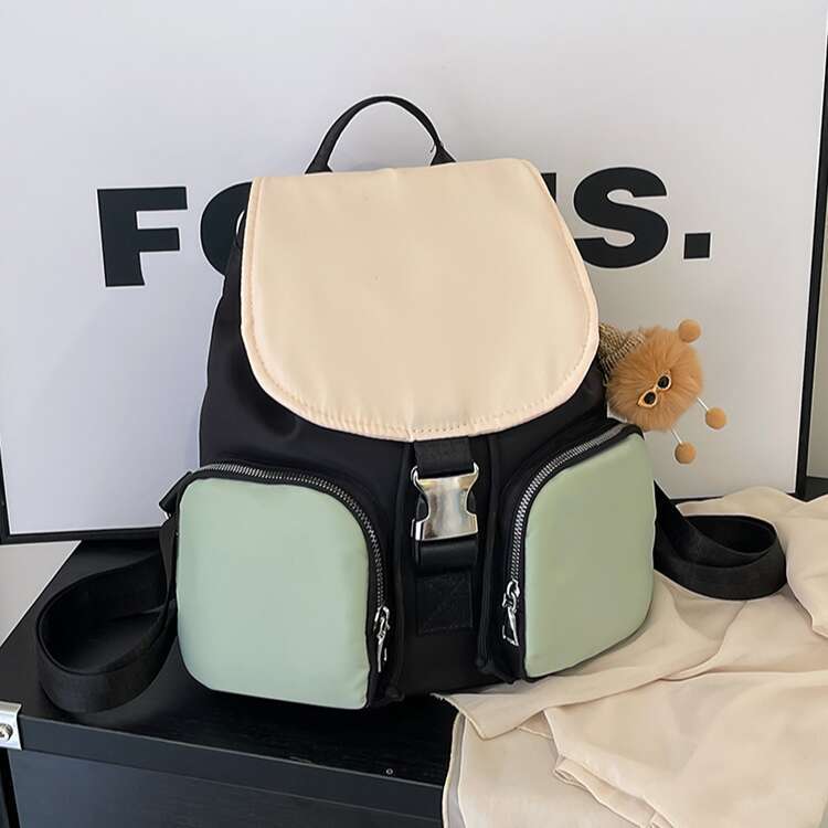Niche Simple for Women Bags Designer Women 2025 Summer New Fashion Color-Block Backpack College Student Casual Travel Bag