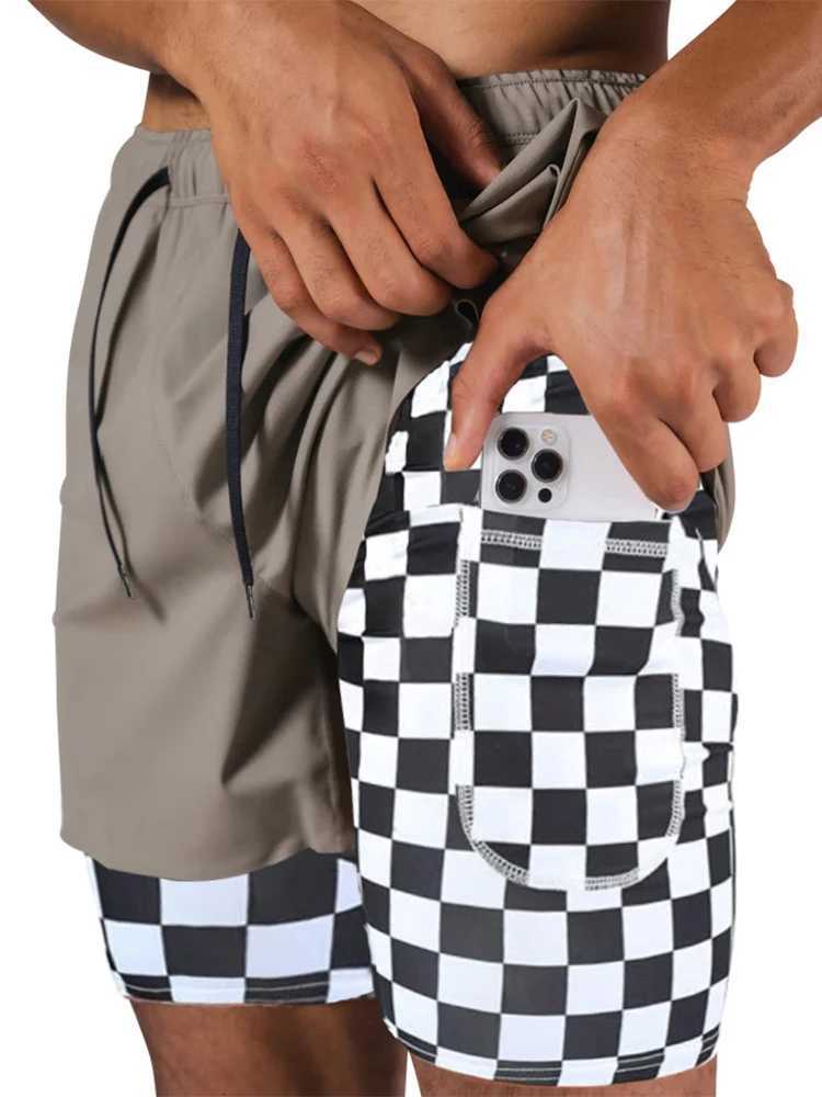 2-in-1 Mens Performance Running Shorts - Moisture-Wicking Compression Support With Secure Zipper Pocket For Gym Training Y250814