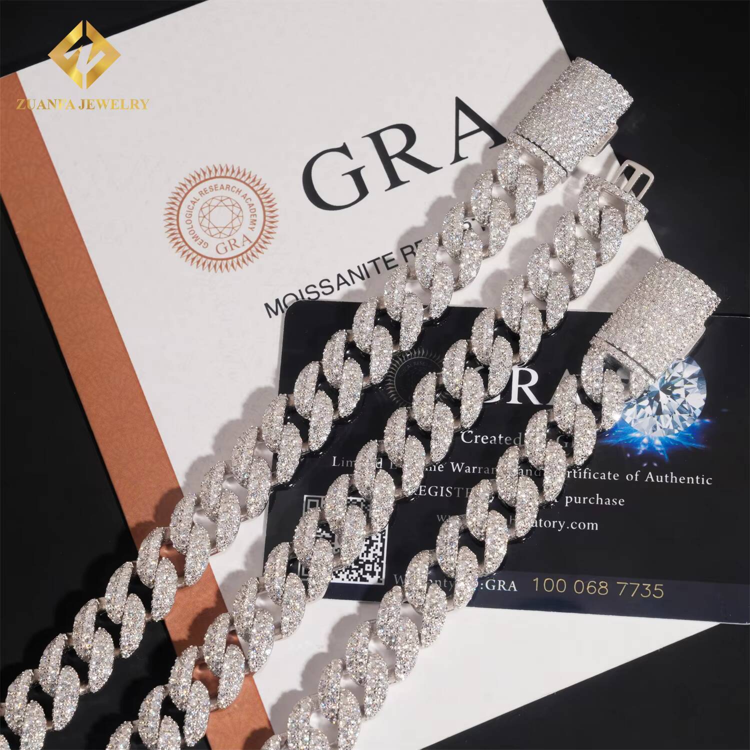 High Quality Jewelry Hip Hop Style Custom Iced Out Diamond 925 Silver 13mm 2 Rows VVS Moissanite Cuban Link Chain Necklace