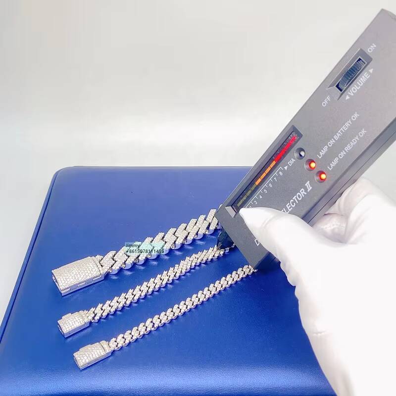 Hip Hop Style Iced Out Jewelry 6mm 8mm 10mm 12mm 15mm Width 925 Sterling Silver VVS Moissanite Cuban Link Chain Bracelet