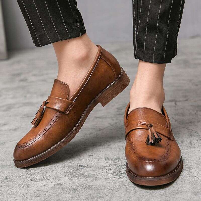 Casual Hairstylist Pointed Toe Korean Men's British Style Large Size Leather Shoes