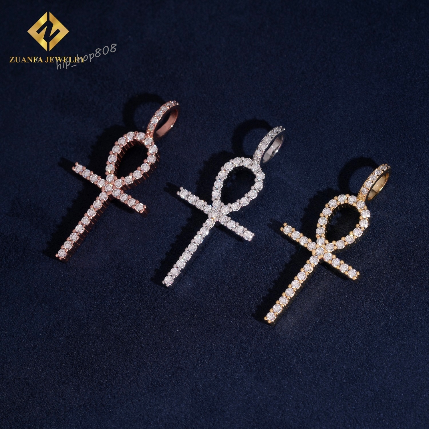 Hot Sale Pass Diamond Tester Iced Out Fire Pendant VVS Moissanite Cross Hip Hop Charm Pendant 925 Sterling Silver