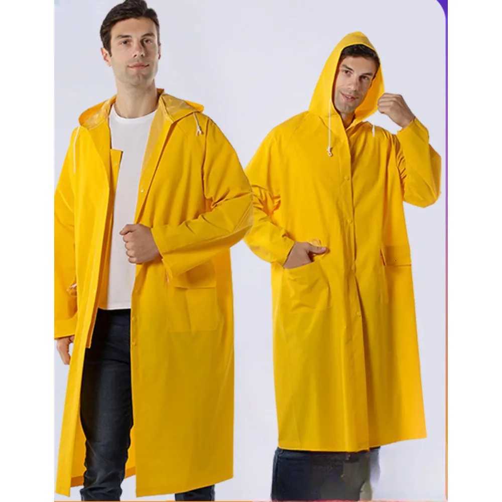 Thickened Long Pvc One-piece Raincoat Outdoor Labor Protection Duty Dual Purpose Windbreaker Poncho Riding Raincoat Y250814