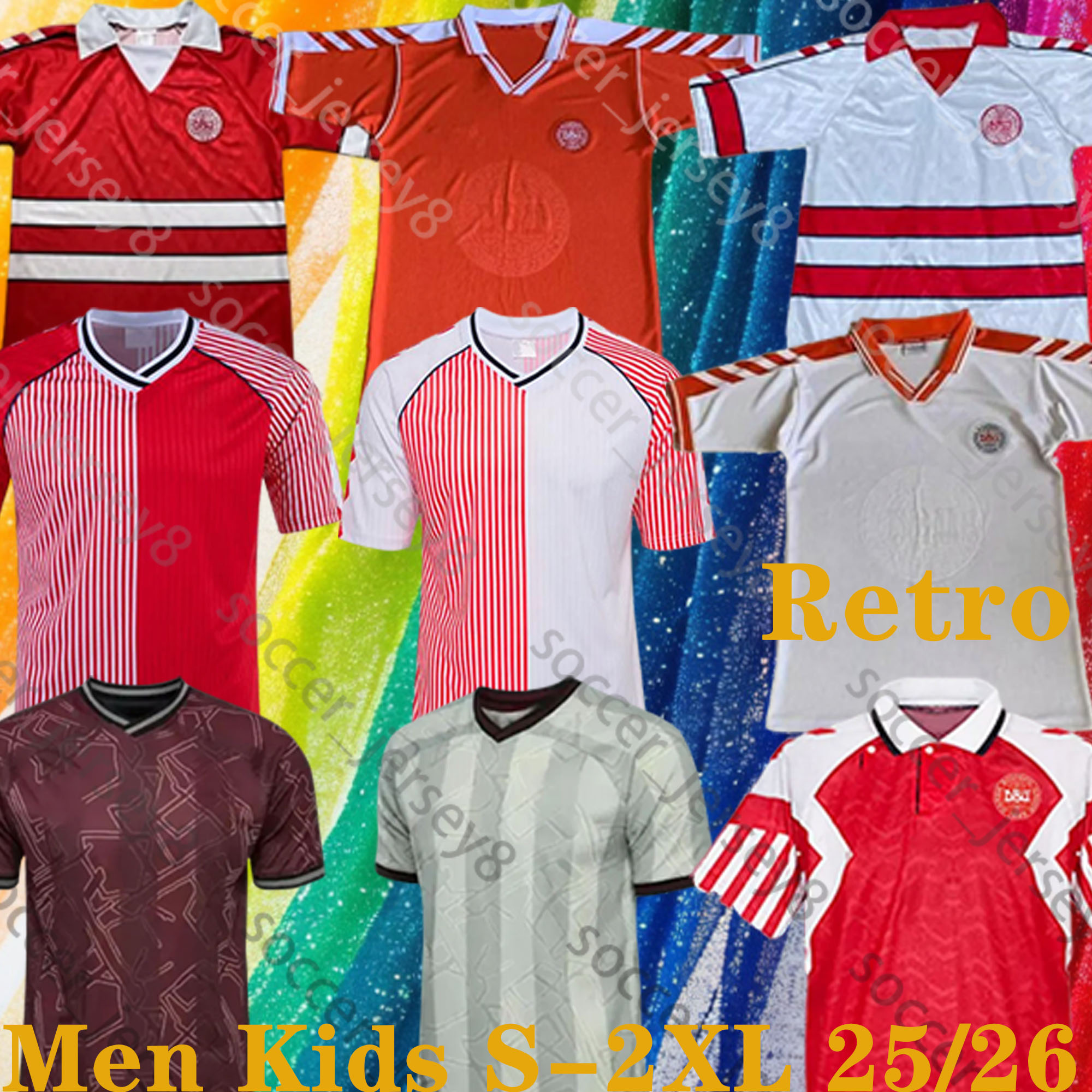 24 25 26 Denmark soccer jerseys Retro 86 87 Euro Cup National Team CHRISTENSEN ERIKSEN LAUDRUP M.LAUDRUP DOLBERG JENSEN KJAER 2024 2025 Home Men kids KIT Football shirt