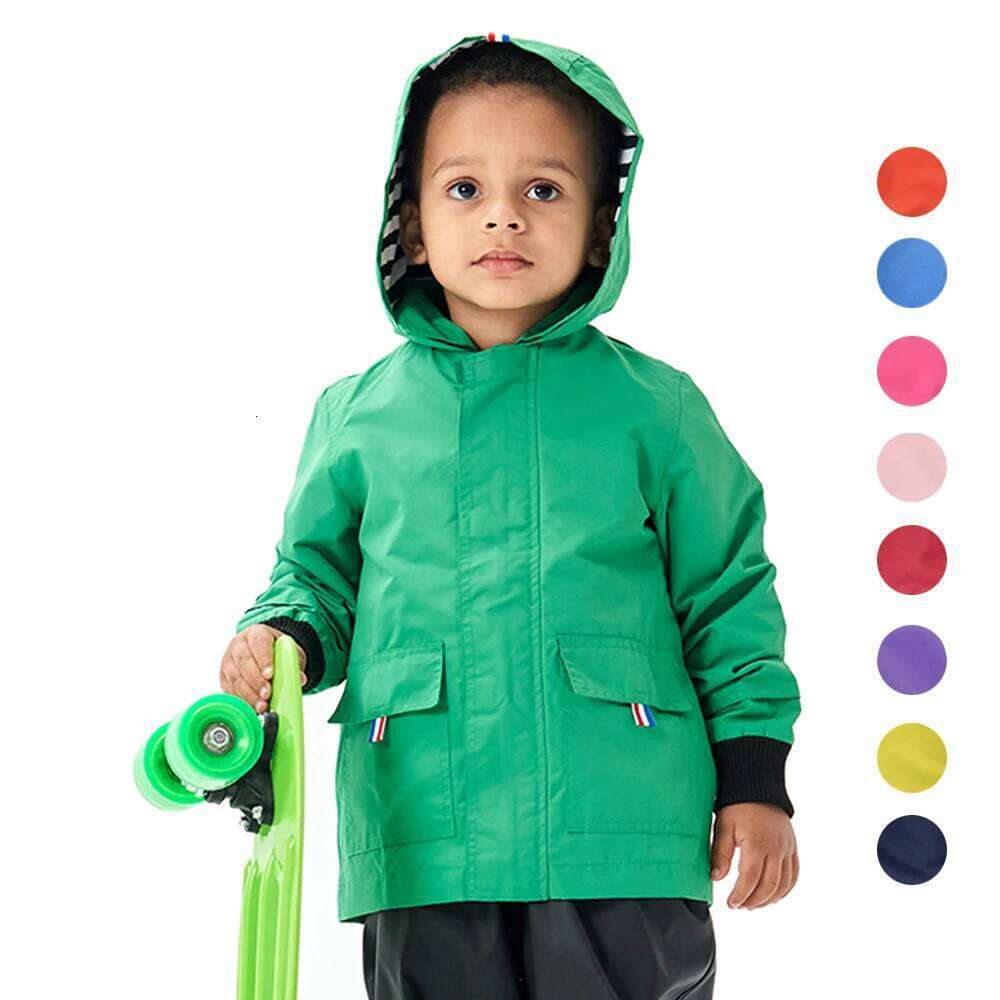 3-9T Kids Boys Girls Hooded Spring Autumn Outerwar Waterproof Children Rain Jackets Sportswear Cotton Lined Windbreaker