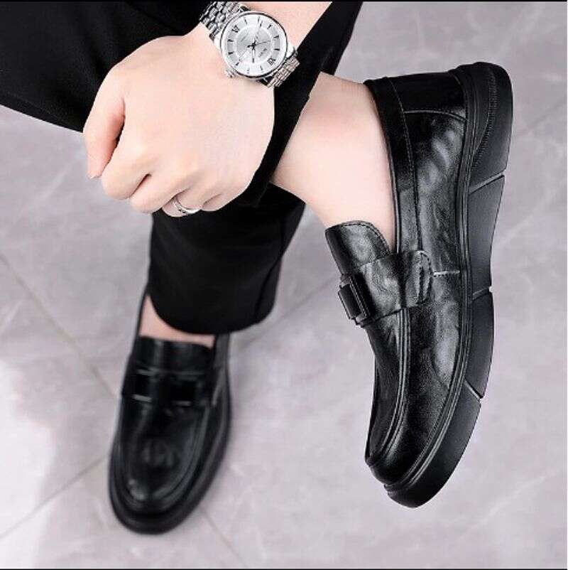 One Genuine Lazy Bean Foot Covers, Loafers, Versatile Brown Business Casual Leather Shoes, Men's Shoes