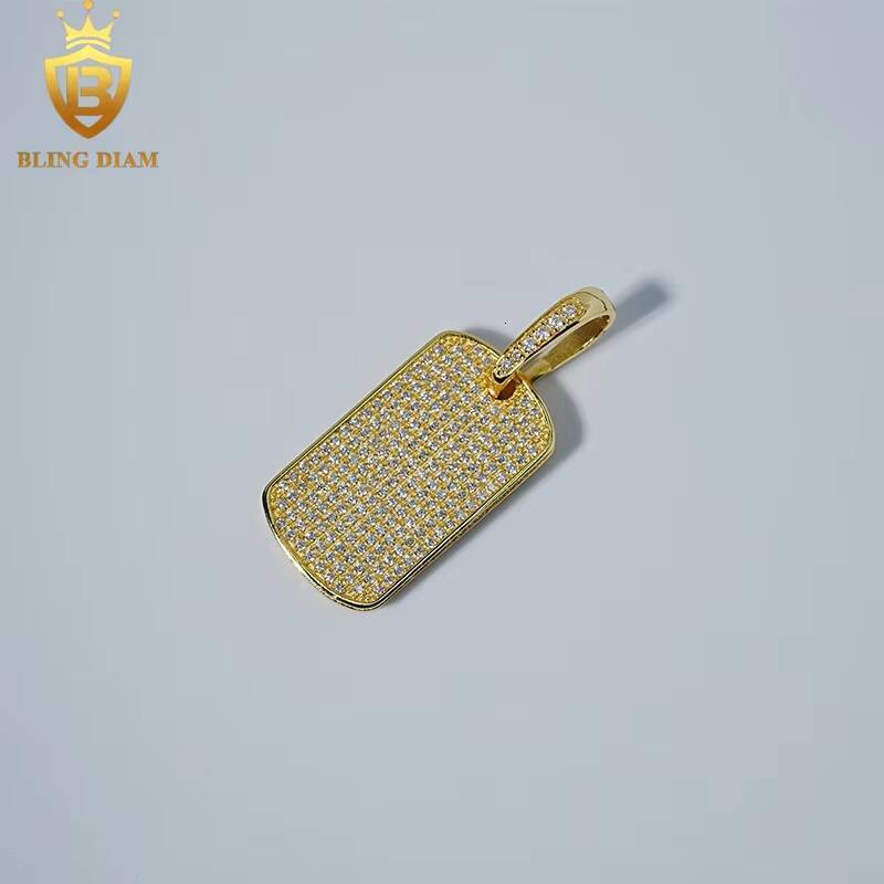 Wholesale Price Small Dog Rectangle Pendants Hip Hop Fine Jewelry Moissanite Iced Out 925 Silver Charm Pendant