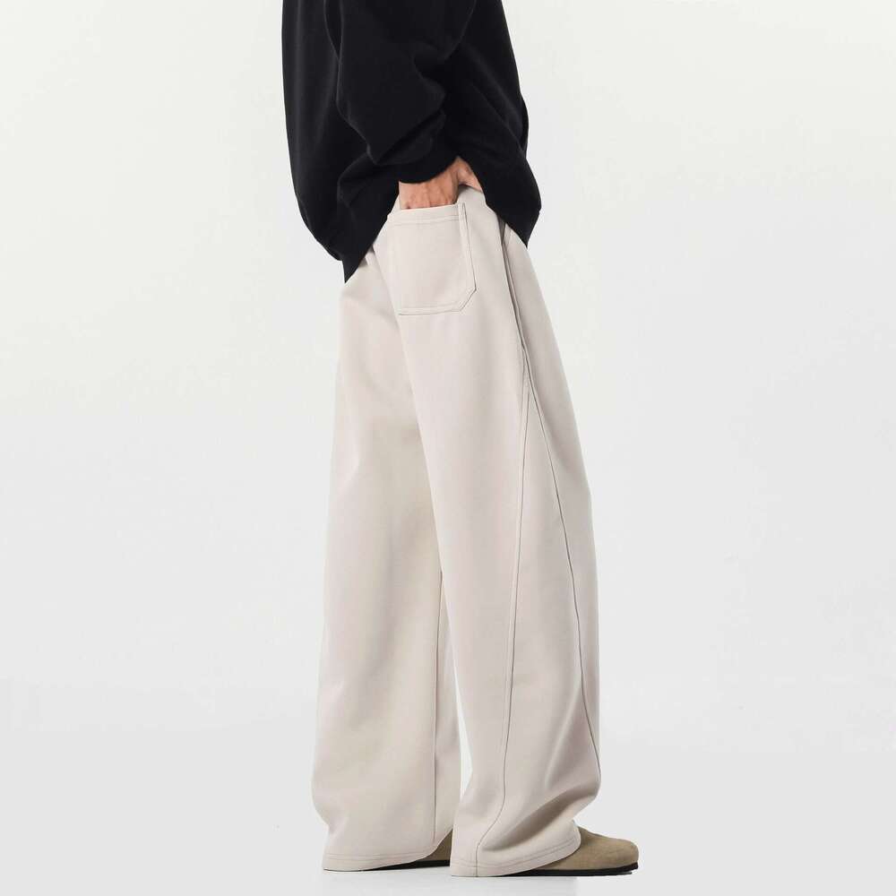 American High Street Scimitar Men's Autumn Trendy Brand Spliced Wide Leg Sports Sweatpants Versatile Straight Casual Pants B5