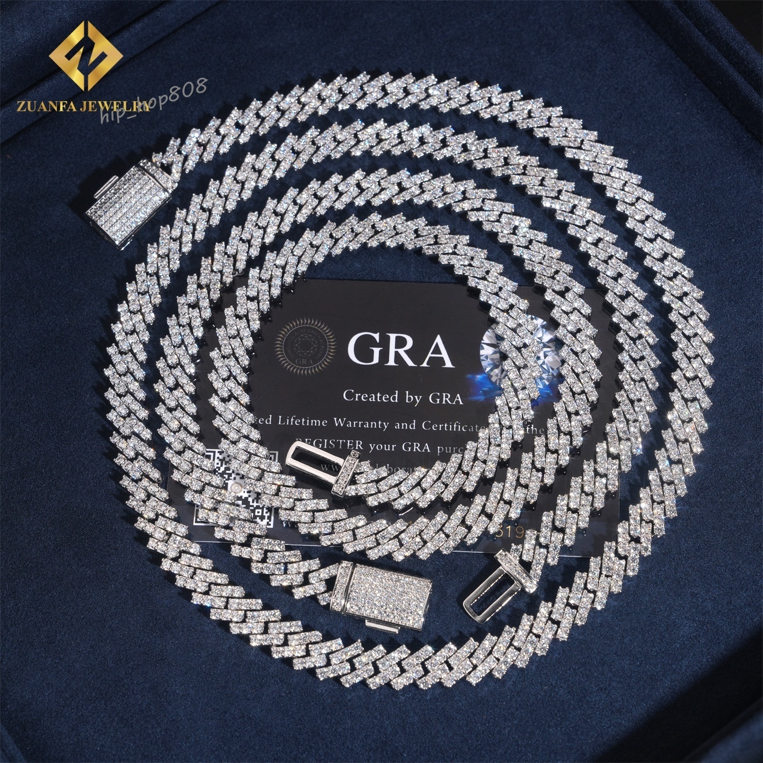 Pass Diamond Tester 925 Silver Moissanite Diamond Fine Jewelry Iced Out 8mm Cuban Chain Hip Hop Moissanite Cuban Link Chain