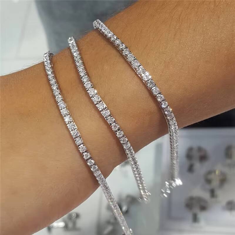 ZF Iced Out Moissanite Stone Bracelet Sterling Silver 925 Tennis Bracelet Women Men Diamond Jewelry 925 Sterling Silver Bracelet