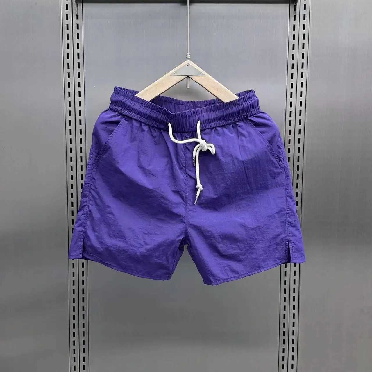 Men Summer Thin Ice Silk Quick-drying Casual Drawstring Solid Color Beach Pants Y250814