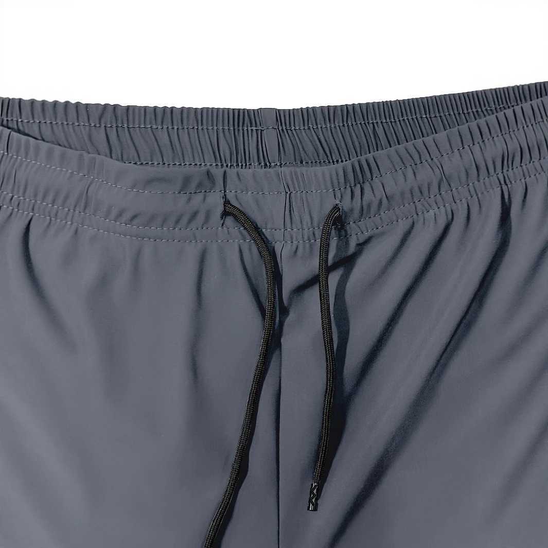 Mens Breathable Nylon-Spandex Summer Shorts - High-Elasticity Drawstring Waist Zipper Pockets Navy Blue Ideal for Gym Hiki Y250814