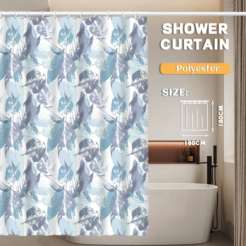 YL-37011 Manufacturer Spot Digital Printed Fabric Shower Curtain Waterproof Thickened Bathroom Partition Curtain with Hook