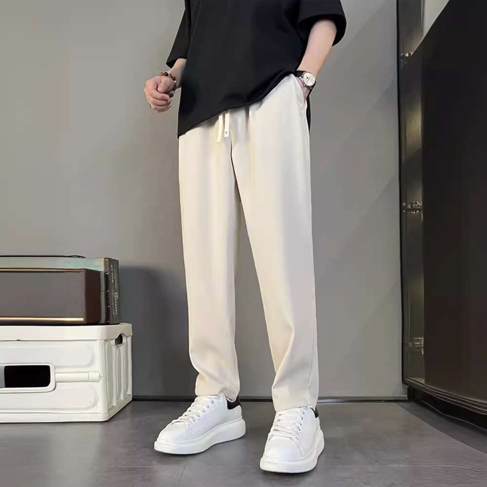 Summer New Style Draped Dress For Men, Silky Smooth, Wrinkle-Resistant, Casual Straight-Leg Trousers, Slightly Tapered, Versatile Long Pants B5