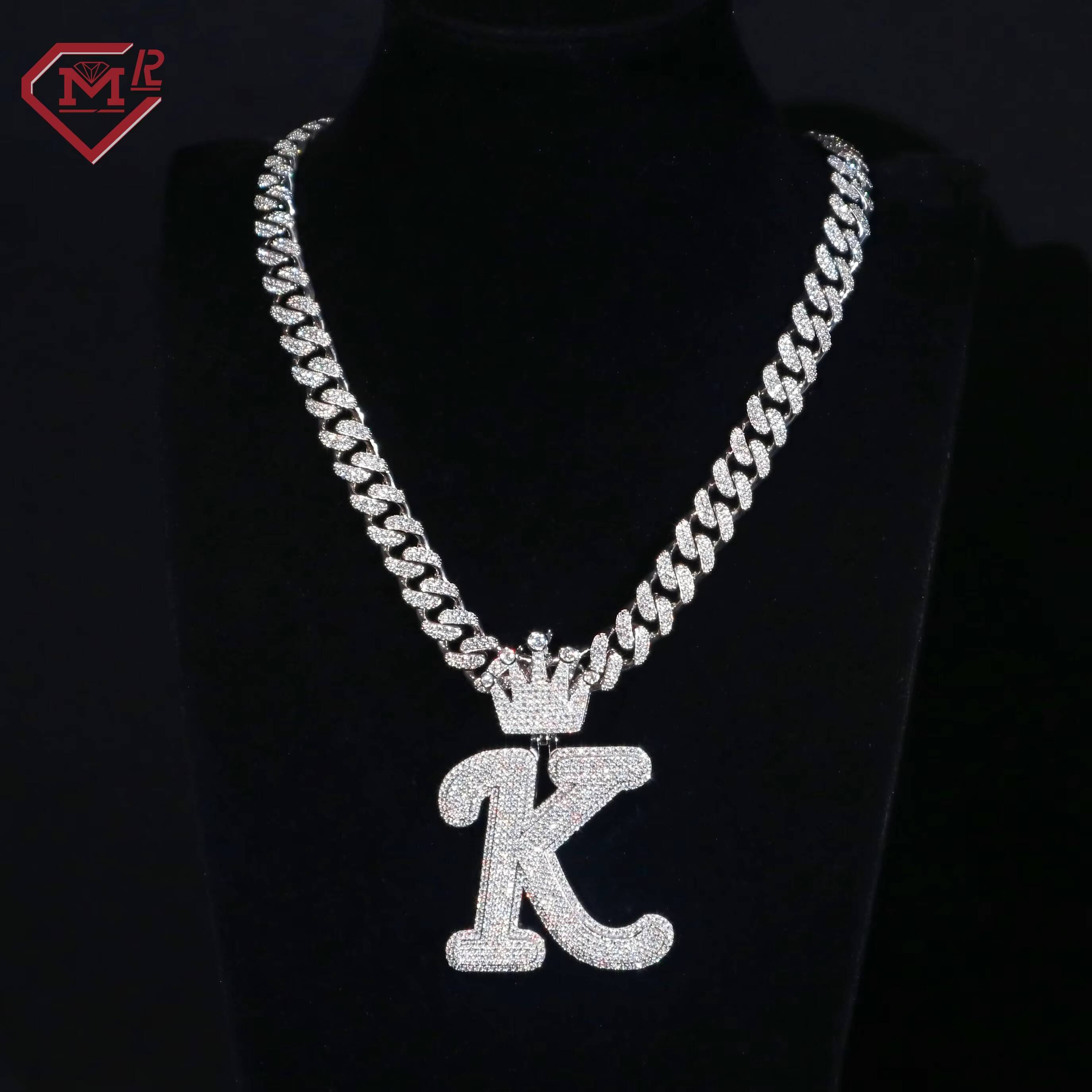 Hip Hop Moissanite Letter Pendant 925 Silver Custom Vvs Iced Out Diamond Moissanite Pendant