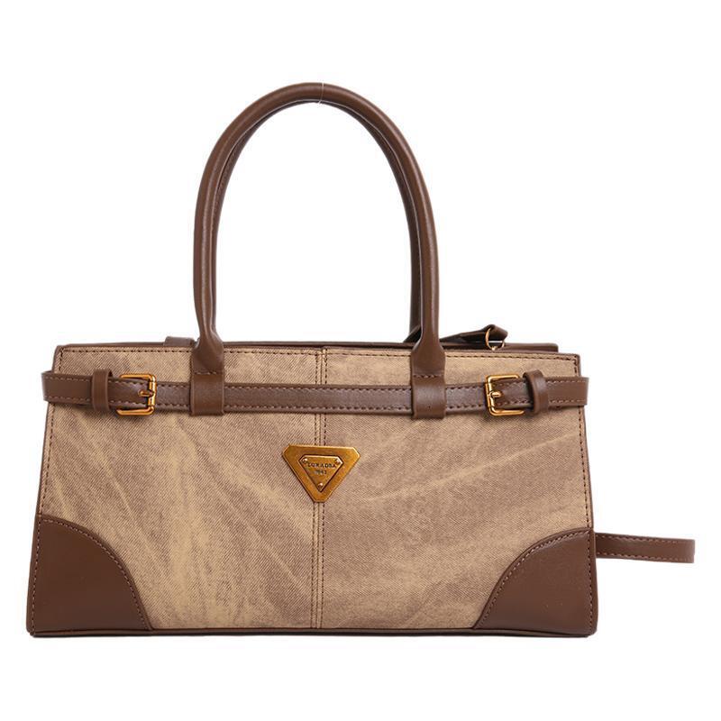 Fashionable Women's Large Capacity Handbag Free Shipping Designer New Spliced Shoulder Bag Luxurious Small Gold Label Belt Square Leisure Shoppin