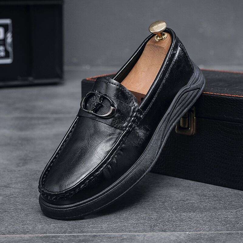2025 Spring Leather New Trendy Lazy Breathable Men's One Step Casual Single Work Shoes 380F