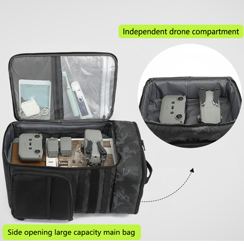 Large-capacity outdoor backpack for carrying drones. Camouflage sports backpack.