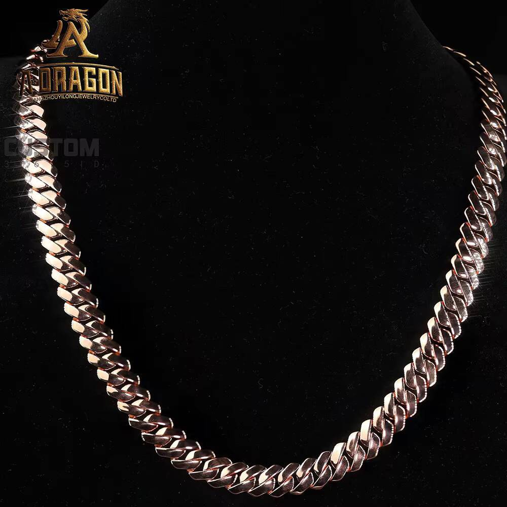 Custom VVS Moissanite Diamond Clasp 18K Gold Filled 6-18mm Silver Miami Cuban Link Chain