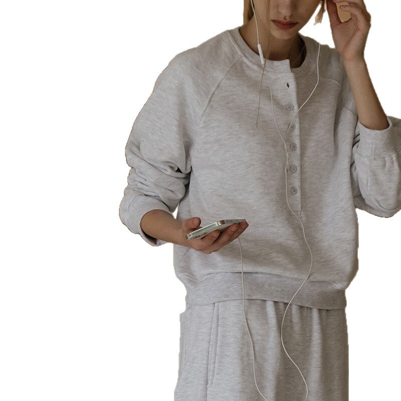 Casual Versatile Sweatshirt for Women, Autumn and Winter Fleece Pullover Top, Jogger Pants, Sports Two-Piece Set