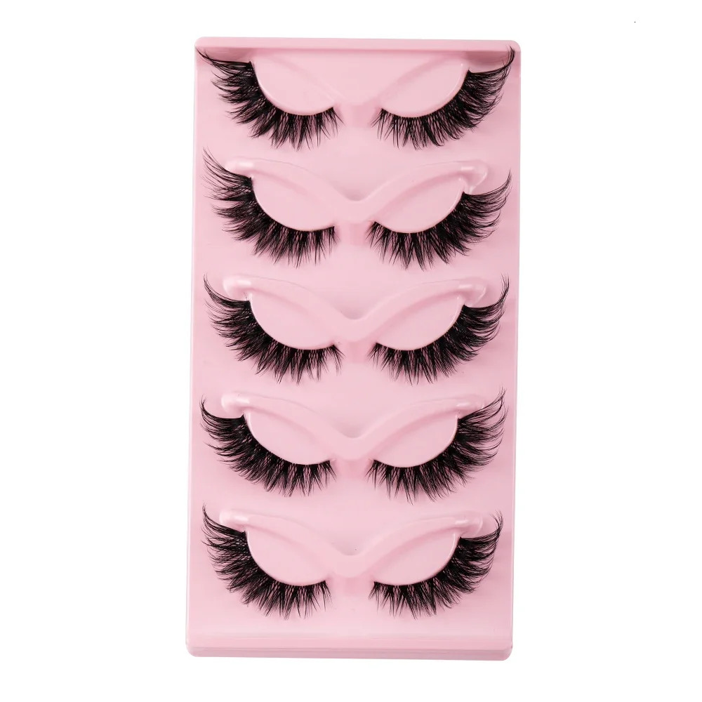 5 Pairs Cat Eye Lashes Faux Mink Eyelashes Natural long Manga Winged End Elongated Makeup 250811