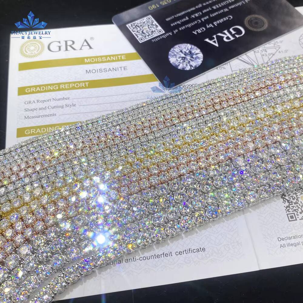 Wholesale Factory Price 10K Gold Iced Out Tennis Chains Lab Grown Moissanite Diamond Necklace High Quality Jewelry