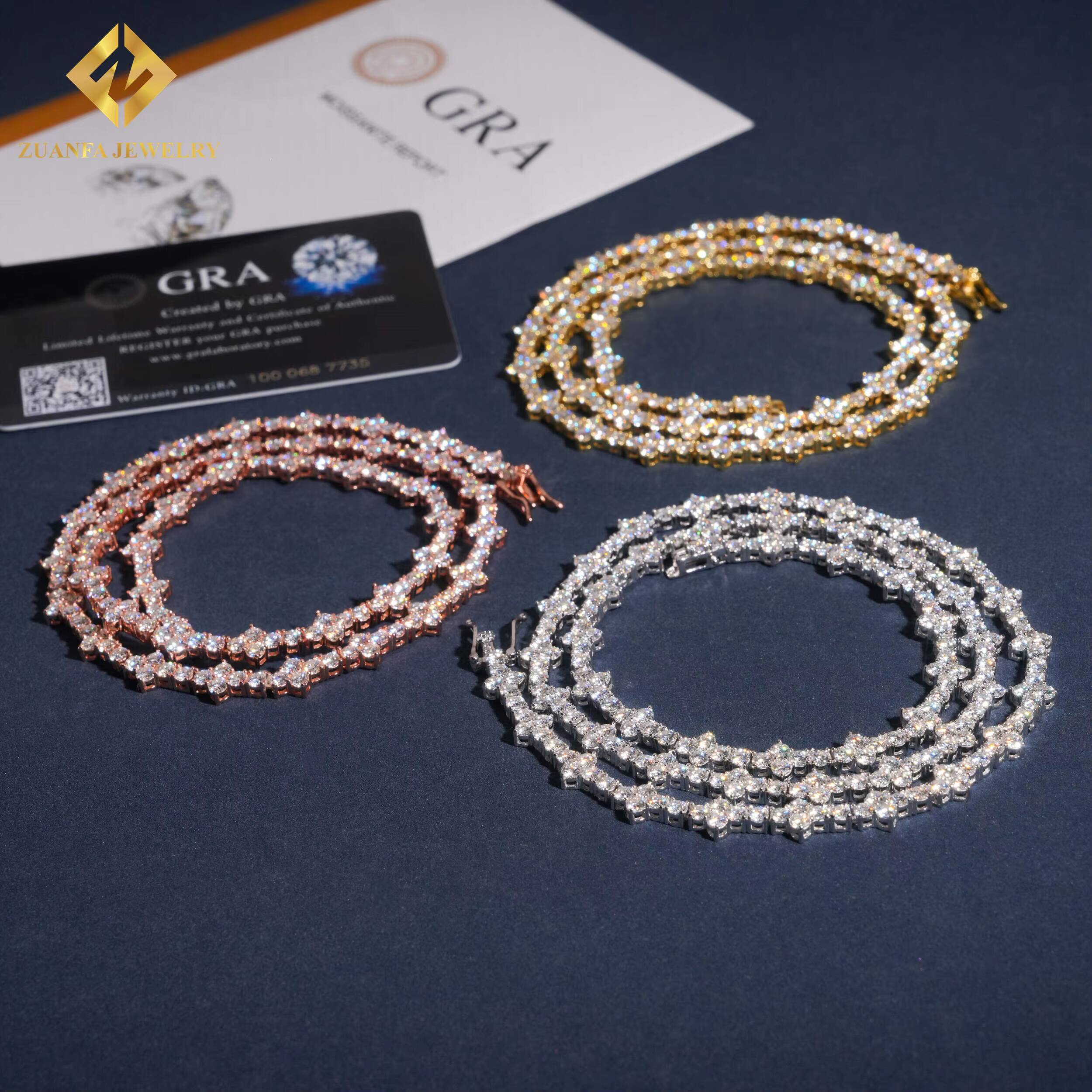 Hot Sale Cross Tennis Chain 925 Sterling Silver 18K Gold Plated 3mm Moissanite Diamond Tennis Chain Bracelet Fine Jewelry