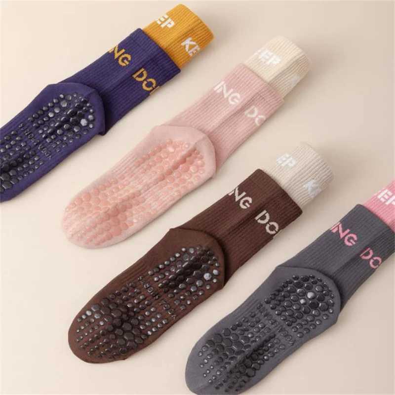 1/2/4/6 Pairs of Yoga Socks Female Medium Length Socks Pure Cotton Anti-Slip Silicone Indoor Pilates Womens Sports Socks 2025newXJ250815