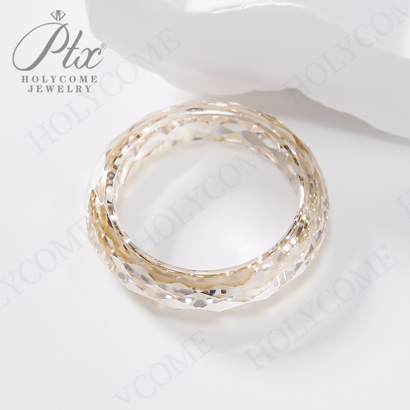 Pass Diamond Tester Faceted Moissanite Ring Unique Champagne Fashion Charm Jewelry Hand Carved Crafts Gifts Women Men Customized Ring