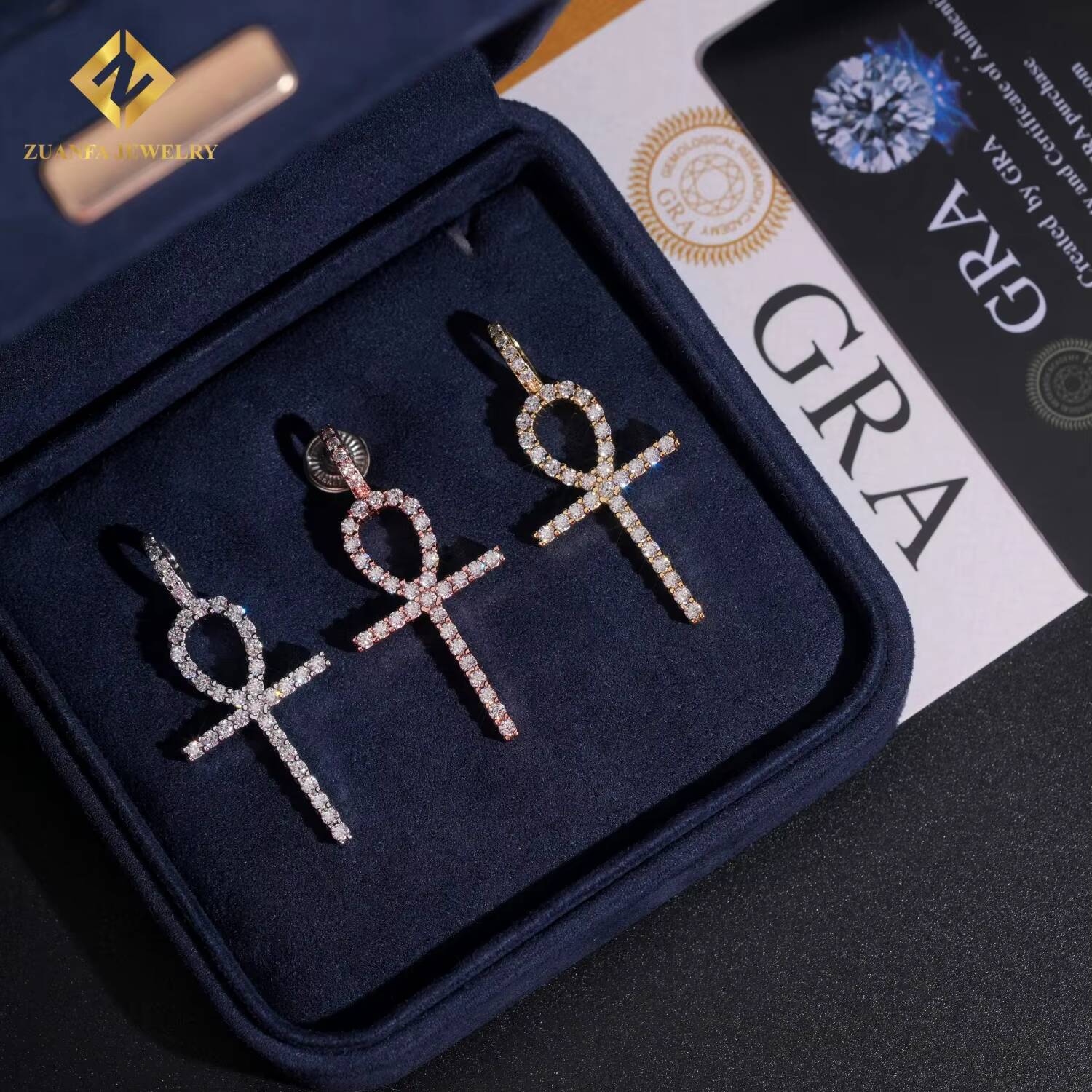 Hot Sale Pass Diamond Tester Iced Out Fire Pendant VVS Moissanite Cross Hip Hop Charm Pendant 925 Sterling Silver